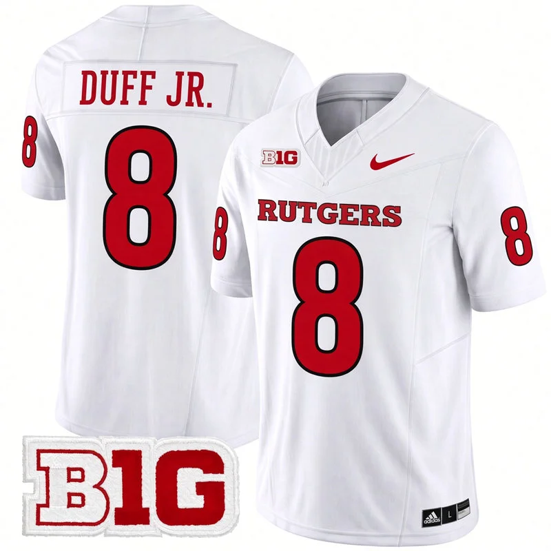 Rutgers Scarlet Knights #8 KJ Duff Jr. 2026 White Football Game Jersey