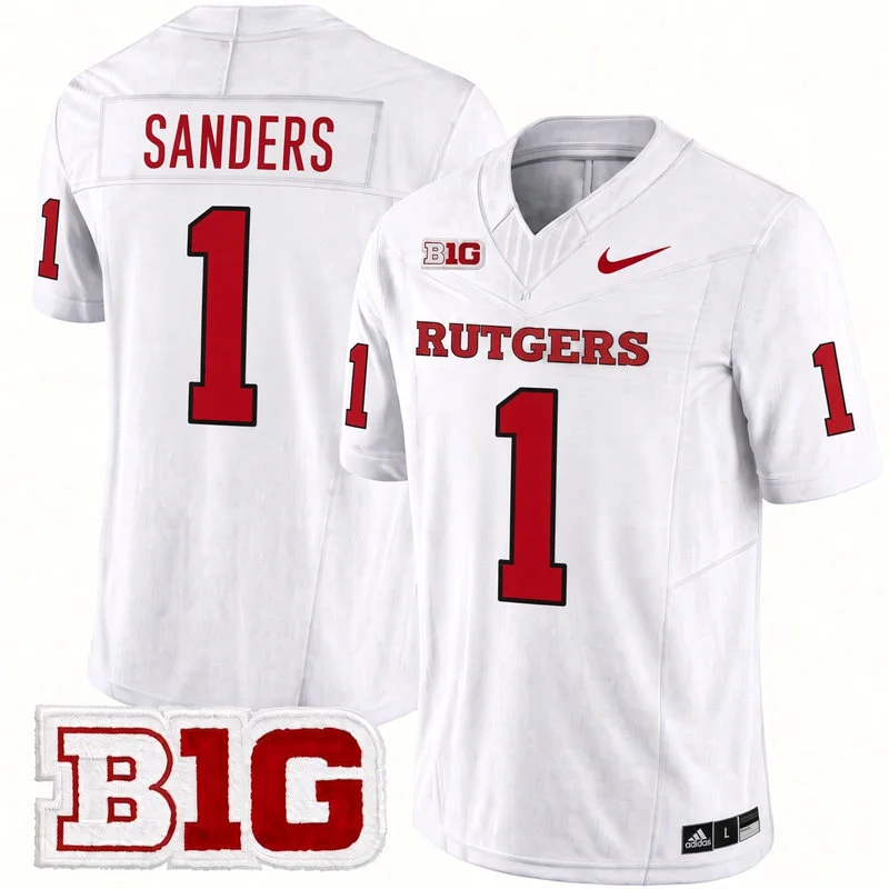 Rutgers Scarlet Knights #1 Kaj Sanders 2026 White Football Game Jersey