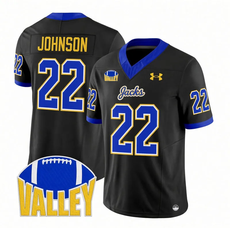 South Dakota State Jackrabbits #22 Josiah Johnson 2026 Black Football Game Jersey
