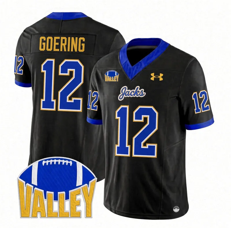 South Dakota State Jackrabbits #12 Grahm Goering 2026 Black Football Game Jersey