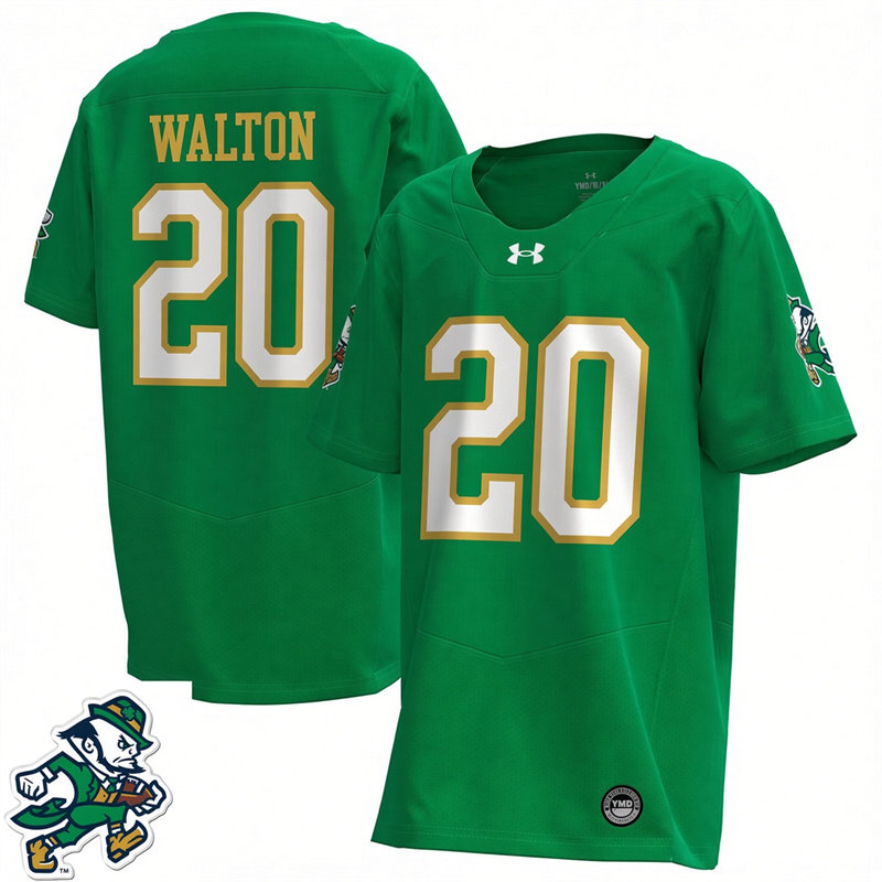 Notre Dame Fighting Irish #20 Jonaz Walton 2026 Green with Name Alternate Football Jersey