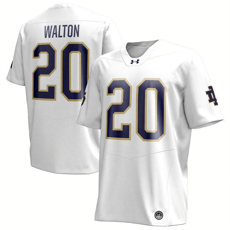 Notre Dame Fighting Irish #20 Jonaz Walton White with Name Football Jersey