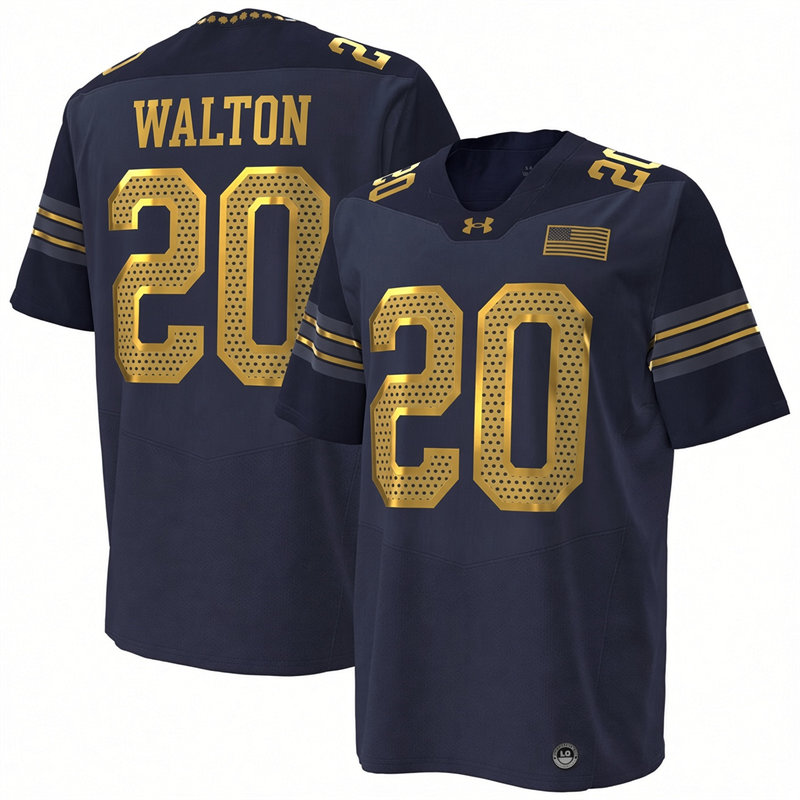 Notre Dame Fighting Irish #20 Jonaz Walton Navy 2026 Shamrock Series Football Jersey