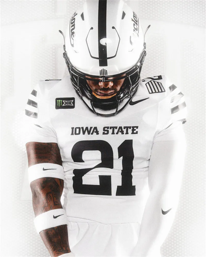 Iowa State Cyclones #21 Aiden Flora 2026 White Black Football Game Jersey