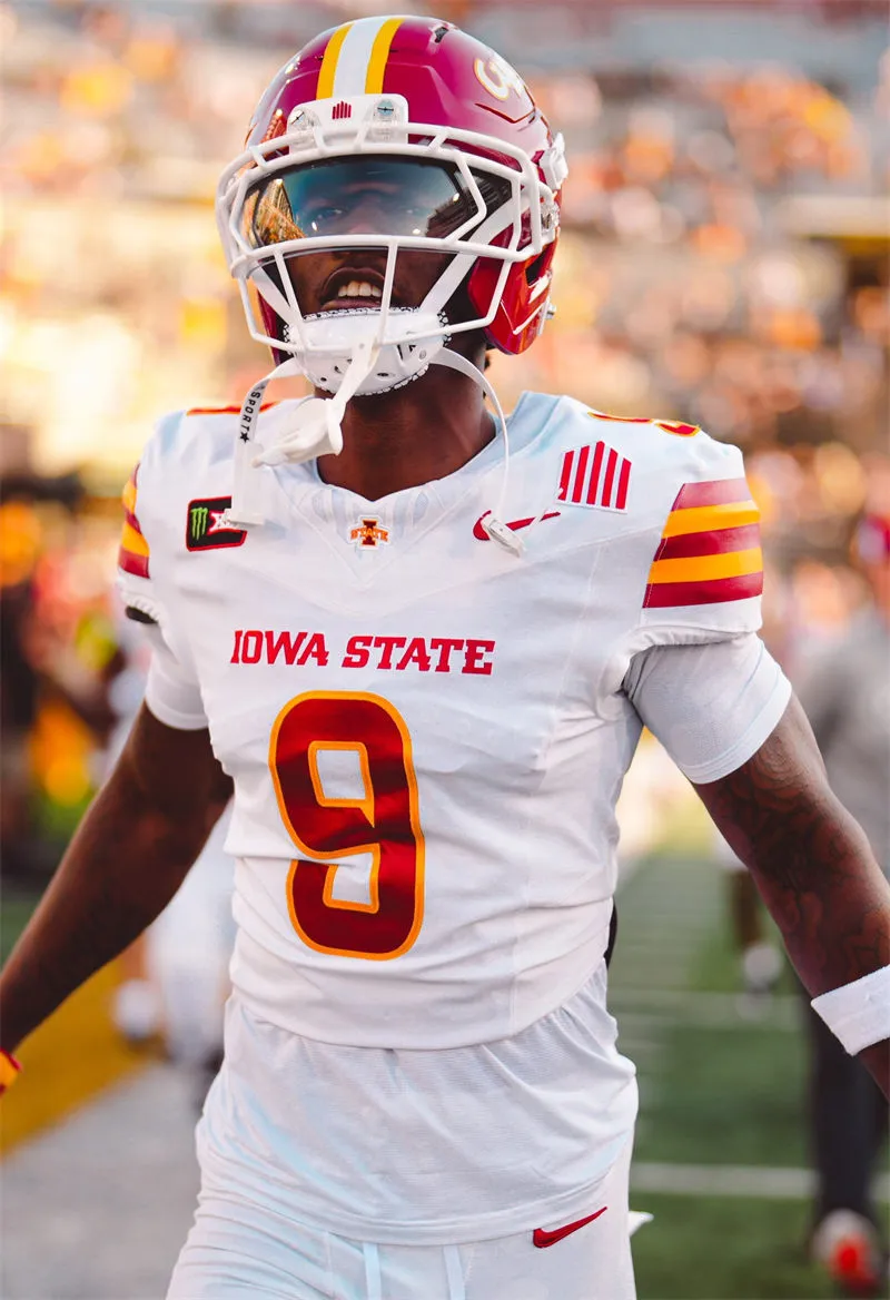 Iowa State Cyclones #9 Omari Hayes 2026 White Cardinal Football Game Jersey