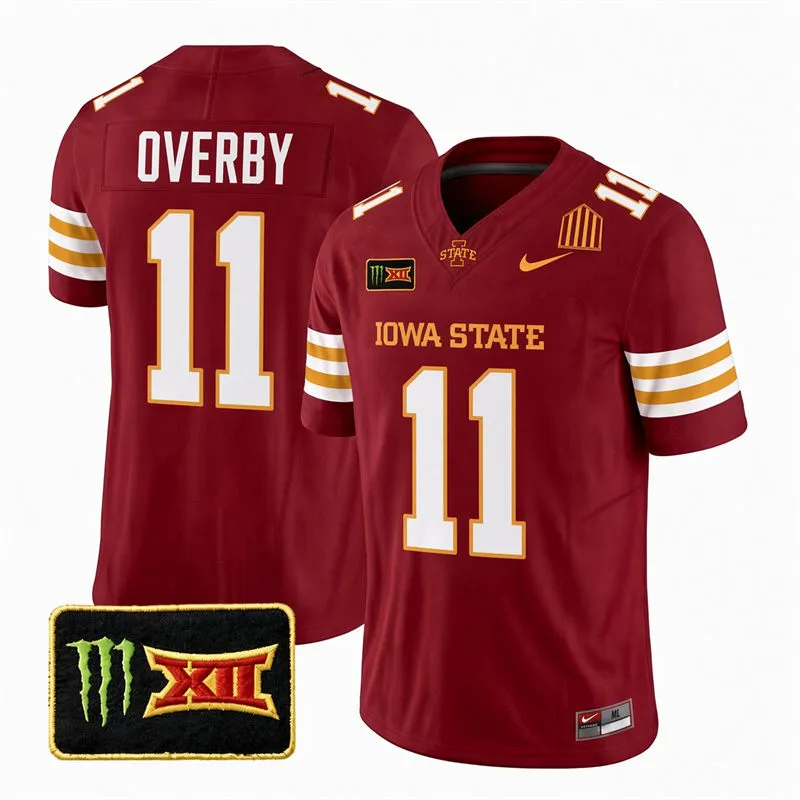 Iowa State Cyclones #11 Dominic Overby 2026 Cardinal Football Game Jersey