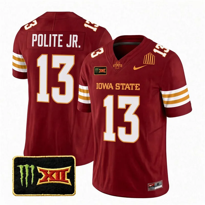 Iowa State Cyclones #13 Jamal Polite Jr. 2026 Cardinal Football Game Jersey