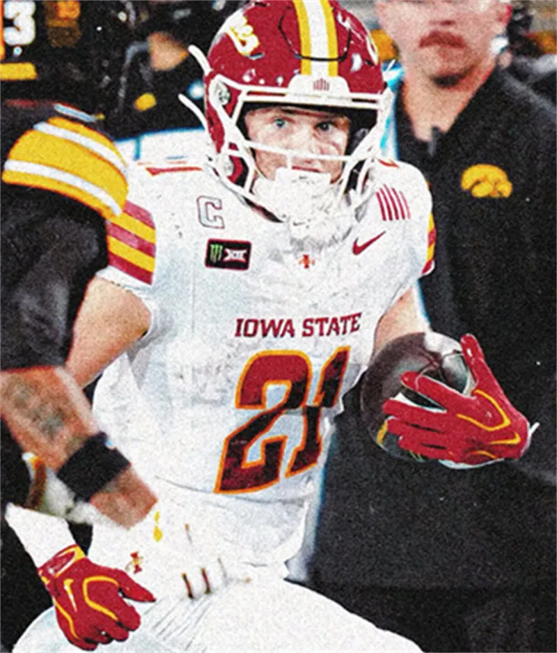 Iowa State Cyclones #21 Aiden Flora 2026 White Cardinal Football Game Jersey