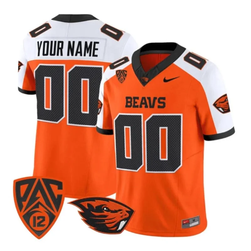 Oregon State Beavers Custom Orange White Football Gratitude Jersey