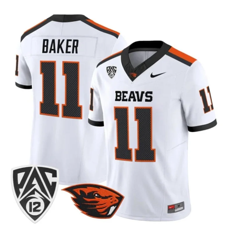 Oregon State Beavers Retired Player #11 Terry Baker White Football Game Jersey