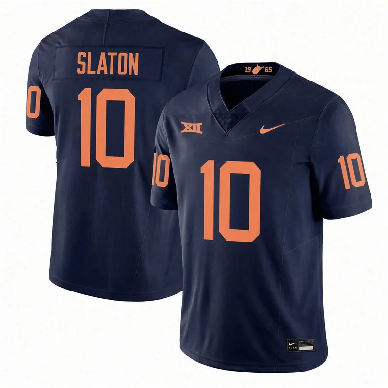 West Virginia Mountaineers #10 Steve Slaton Navy 1965 Retro Football Jersey