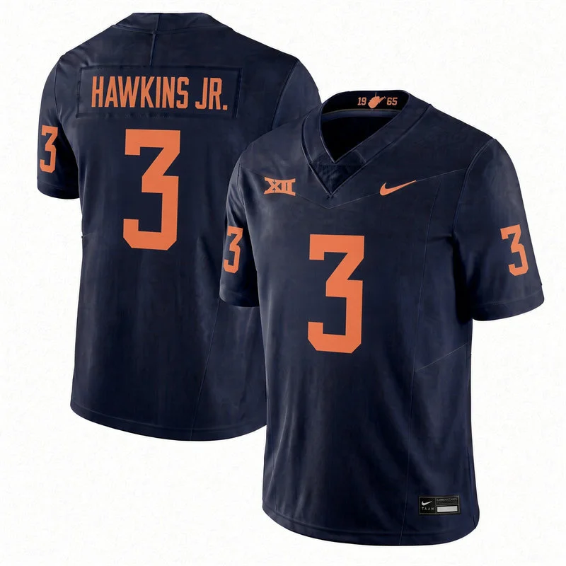 West Virginia Mountaineers #3 Michael Hawkins Jr. Navy 1965 Retro Football Jersey