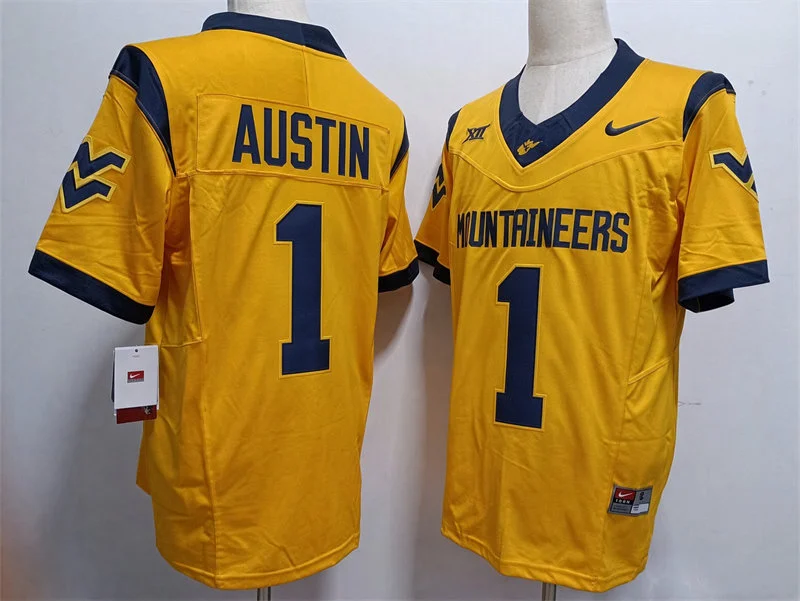 West Virginia Mountaineers #1 Tavon Austin Gold Football Game Jersey
