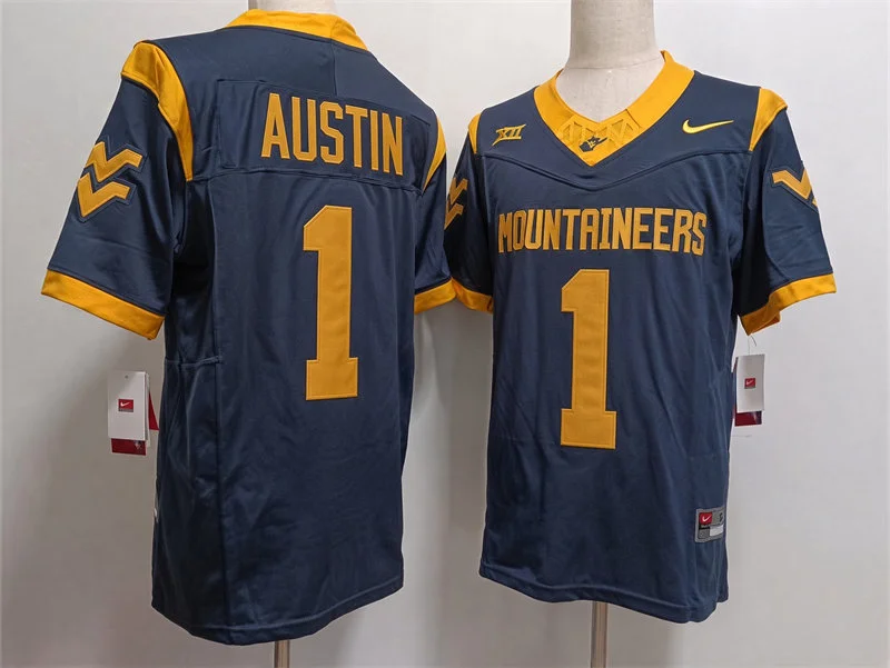 West Virginia Mountaineers #1 Tavon Austin Navy Football Game Jersey