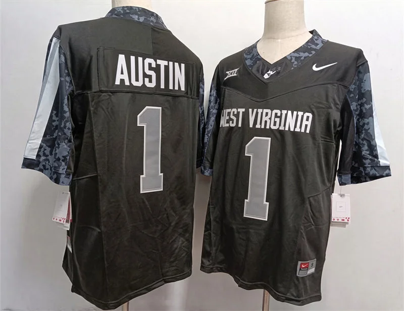 West Virginia Mountaineers #1 Tavon Austin Black Alternate Football Game Jersey