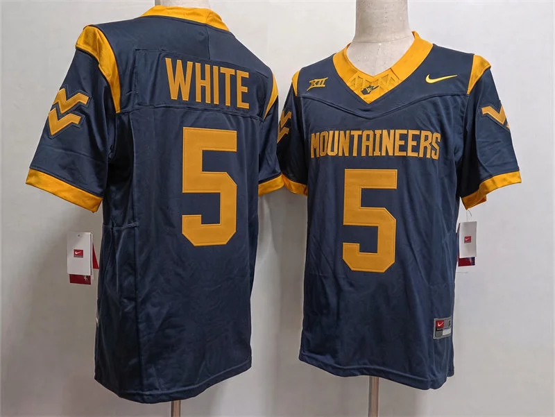 West Virginia Mountaineers #5 Pat White Navy Football Game Jersey