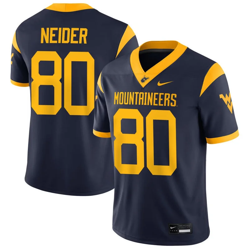West Virginia Mountaineers #80 John Neider Navy Football Game Jersey