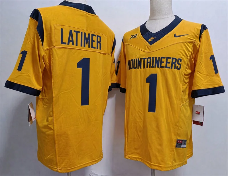 West Virginia Mountaineers #1 Amari Latimer Gold Football Game Jersey