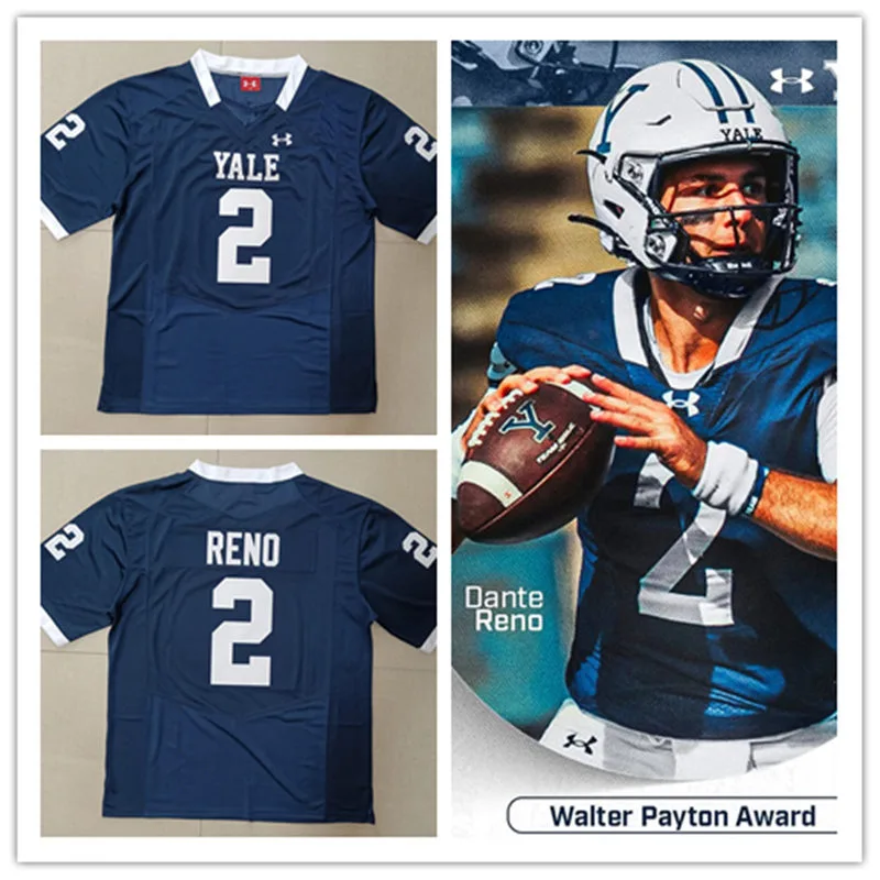 Yale Bulldogs #2 Dante Reno 2026 Navy with Name Football Limited Jersey Yale Bulldogs #2 Dante Reno 2026 Navy with Name Football Limited Jersey