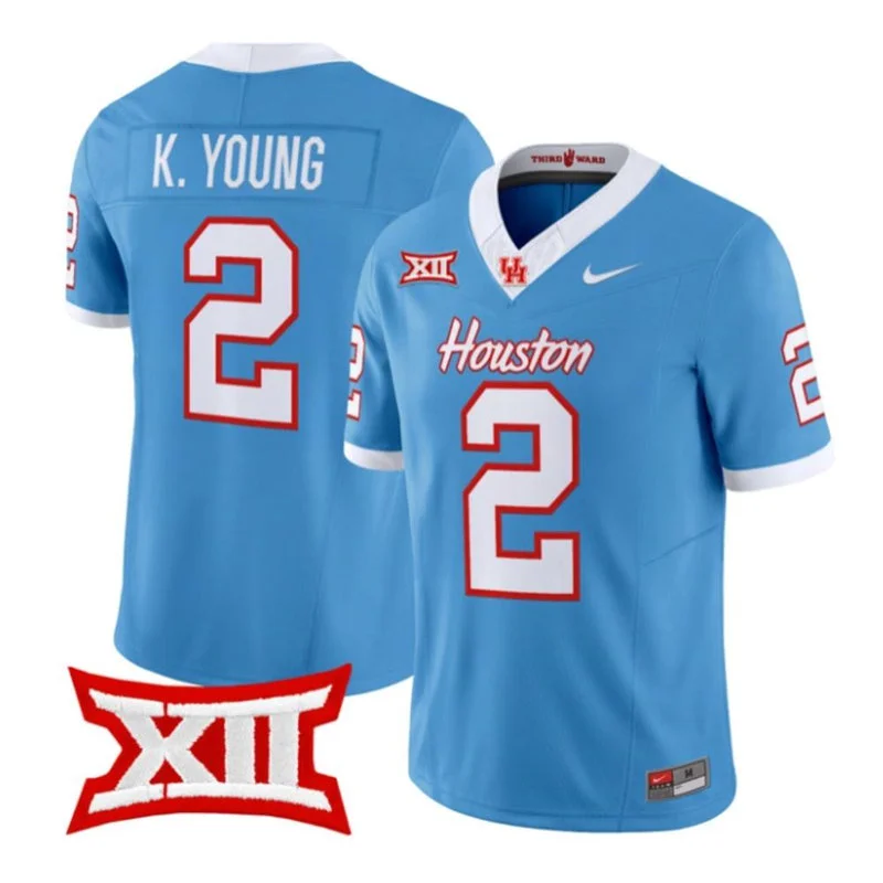 Houston Cougars #2 Koby Young 2026 Blue Football Game Jersey