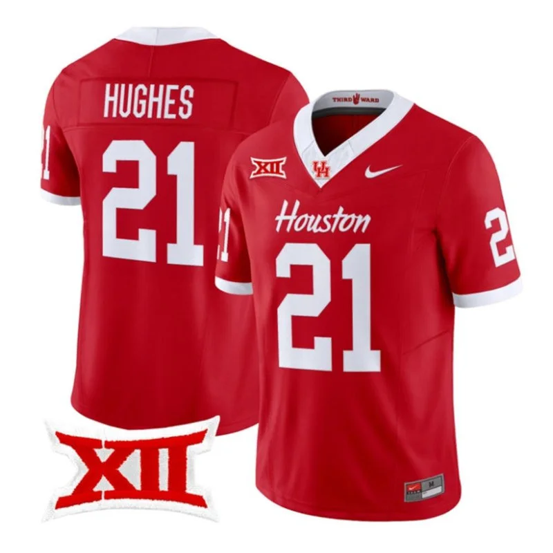 Houston Cougars #21 Makhi Hughes 2026 Red Football Game Jersey