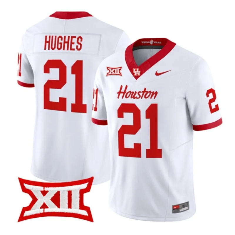 Houston Cougars #21 Makhi Hughes 2026 Whie Football Game Jersey