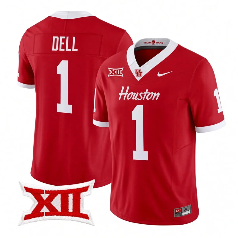 Houston Cougars #1 Tank Dell 2026 Red Football Game Jersey