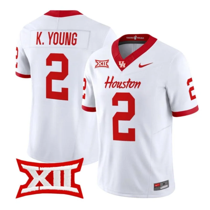 Houston Cougars #2 Koby Young 2026 Whie Football Game Jersey