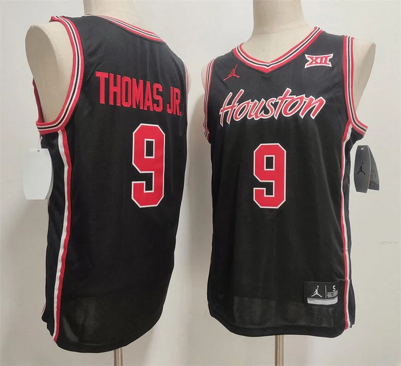 Houston Cougars #9 Dedan Thomas Jr. Black Houston Basketball Game Jersey