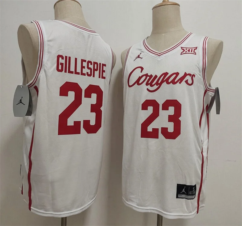 Houston Cougars #23 Delrecco Gillespie White Cougars Basketball Game Jersey
