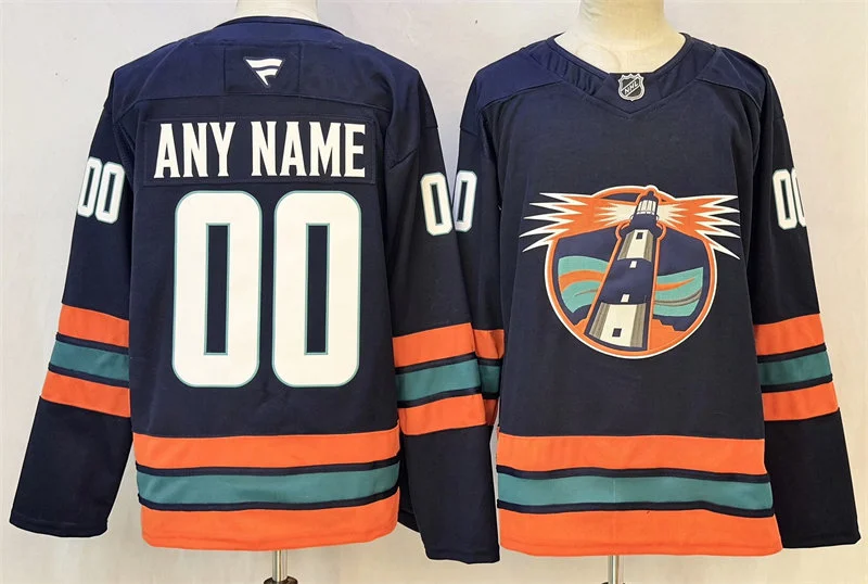 New York Islanders Custom Fanatics Navy Lighthouse Alternate Jersey