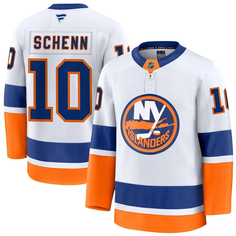 Mens New York Islanders #10 Brayden Schenn Fanatics Away White Premium Jersey