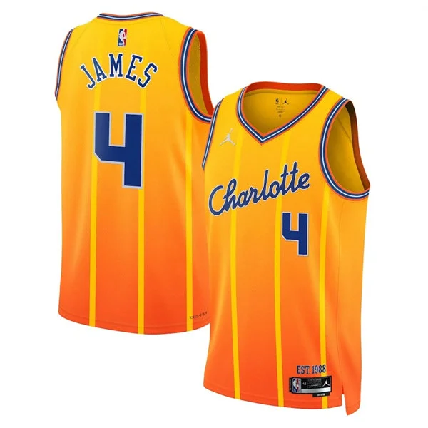 Men's Charlotte Hornets #4 Sion James Orange 2025-26 City Edition Swingman Jersey