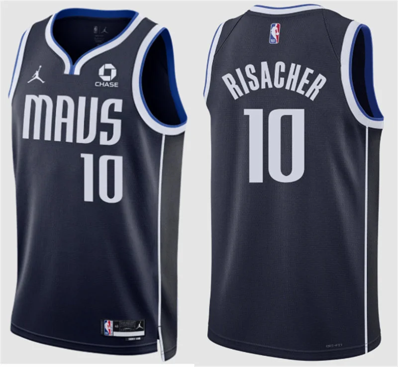 Mens Dallas Mavericks #10 Zaccharie Risacher Navy Statement Edition Swingman Jersey