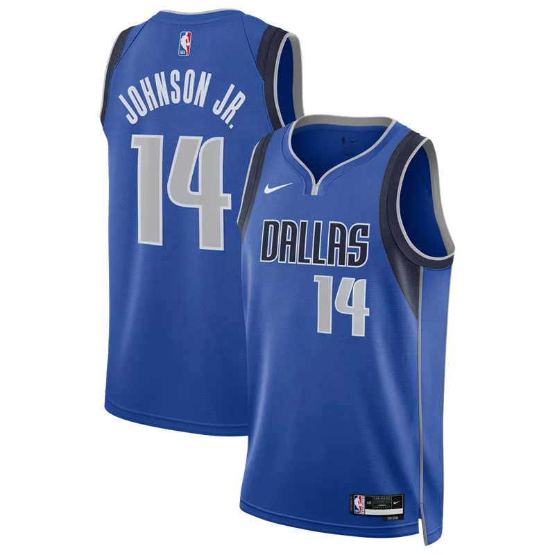 Mens Dallas Mavericks #14 Morez Johnson Jr. Nike Blue Icon Edition Swingman Jersey