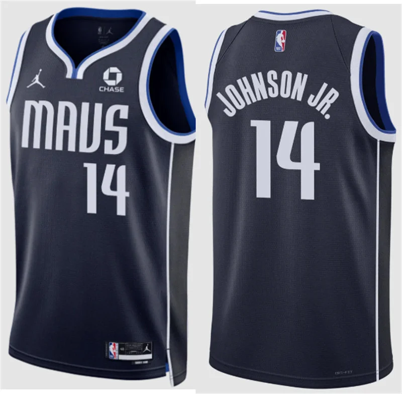 Mens Dallas Mavericks #14 Morez Johnson Jr. Navy Statement Edition Swingman Jersey