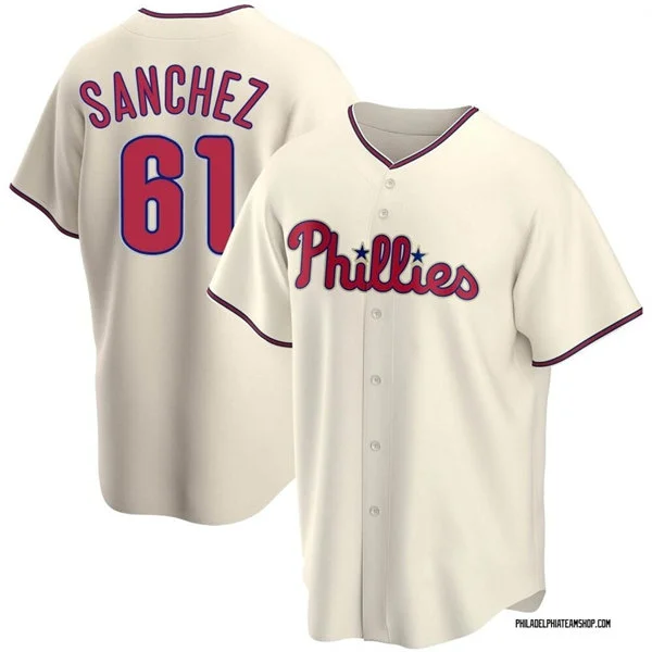 Mens Philadelphia Phillies #61 Cristopher Sanchez Nike Cream Alternate Limited Jersey