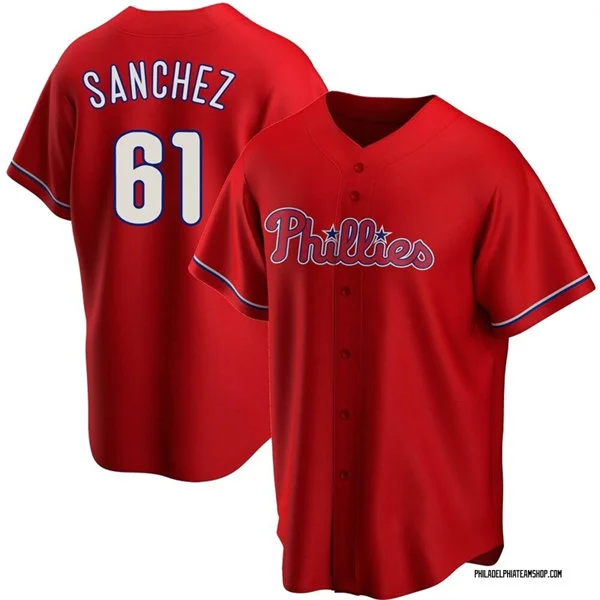 Mens Philadelphia Phillies #61 Cristopher Sanchez Nike Red Alternate Limited Jersey
