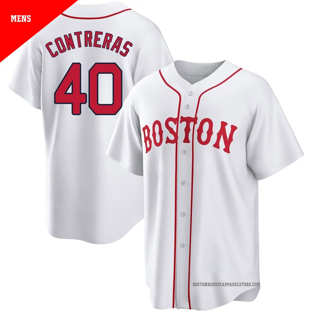 Men's Boston Red Sox #40 Willson Contreras Nike White Patriots Day Jersey