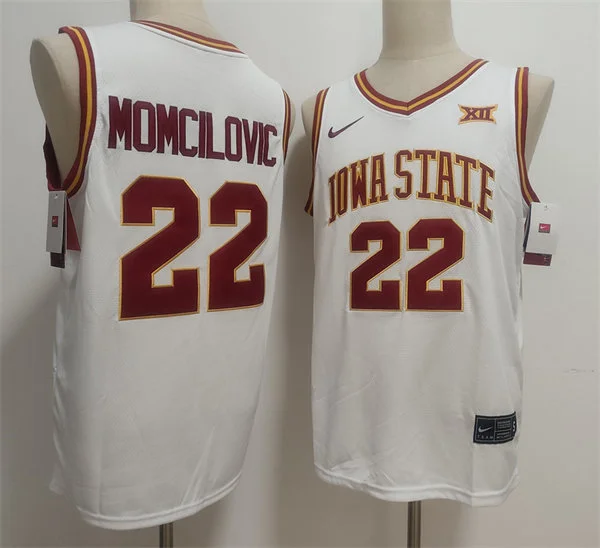 Mens Iowa State Cyclones #22 Milan Momcilovic White Iowa State Basketball Game Jersey