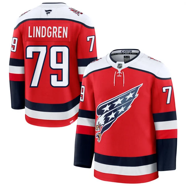 Men's Washington Capitals #79 Charlie Lindgren Red Screaming Eagle Alternate Premium Jersey