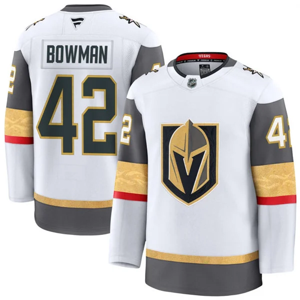 Mens Vegas Golden Knights #42 Braeden Bowman Fanatics Away White Premium Jersey