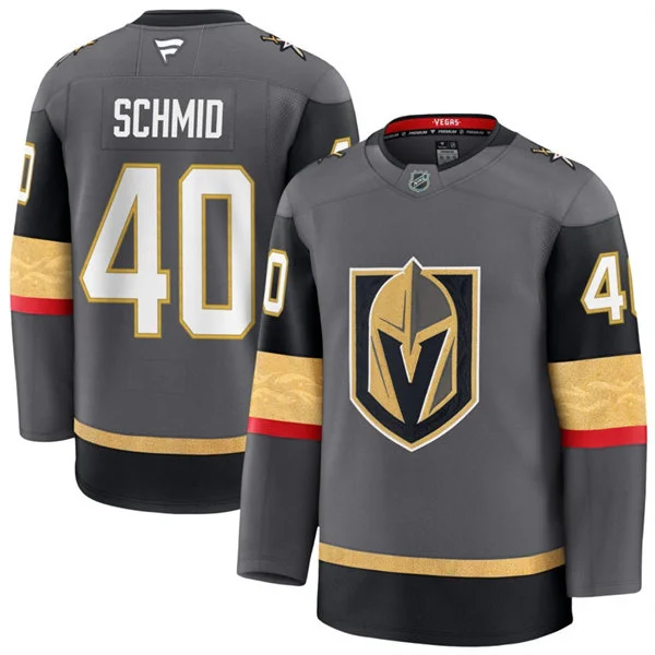 Mens Vegas Golden Knights #40 Akira Schmid Fanatics Gray Alternate Premium Jersey
