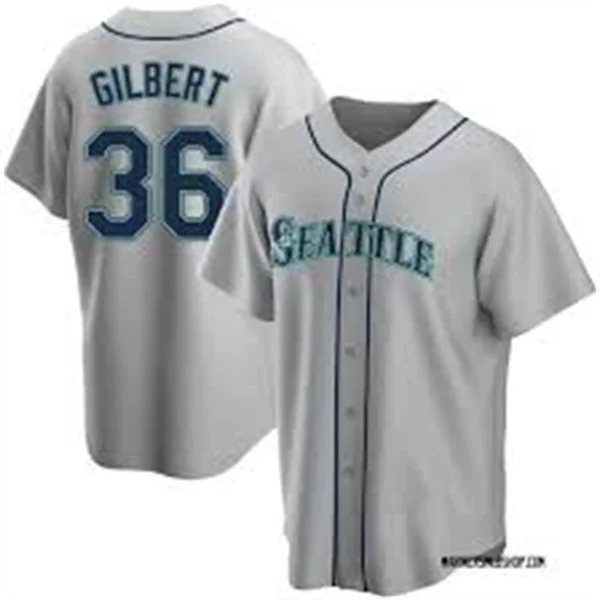 Men's Seattle Mariners #36 Logan Gilbert Nike Away Gray Limited Jersey