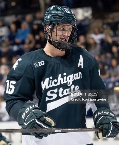 Michigan State Spartans #15 Charlie Stramel 2024 Green Hockey Jersey