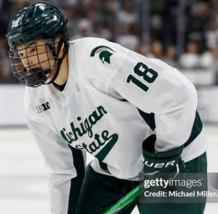 Michigan State Spartans #18 Ryker Lee 2024 White Hockey Jersey