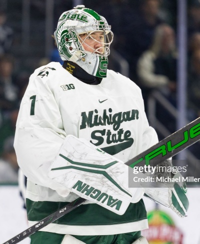 Michigan State Spartans #1 Trey Augustine 2024 White Hockey Jersey