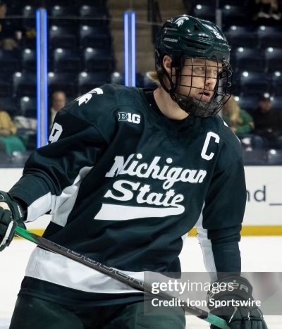 Michigan State Spartans #9 Matt Basgall 2024 Green Hockey Jersey