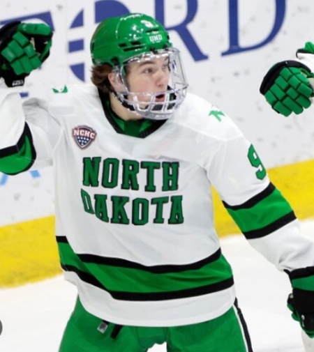 North Dakota Fighting Hawks #9 Will Zellers 2026 White North Dakota College Hockey Game Jersey