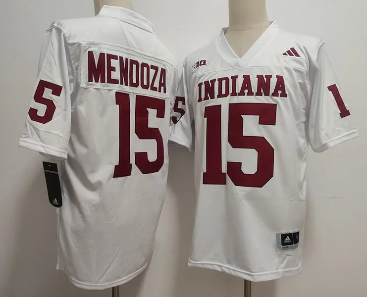 Mens Indiana Hoosiers #15 Fernando Mendoza White Indiana College Football Jersey